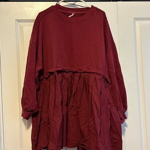 Free People Eleanor Burgundy Layered Sweater Dress